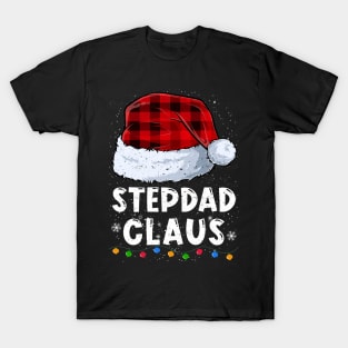 Stepdad Claus Red Plaid Christmas Santa Family Matching Pajama T-Shirt